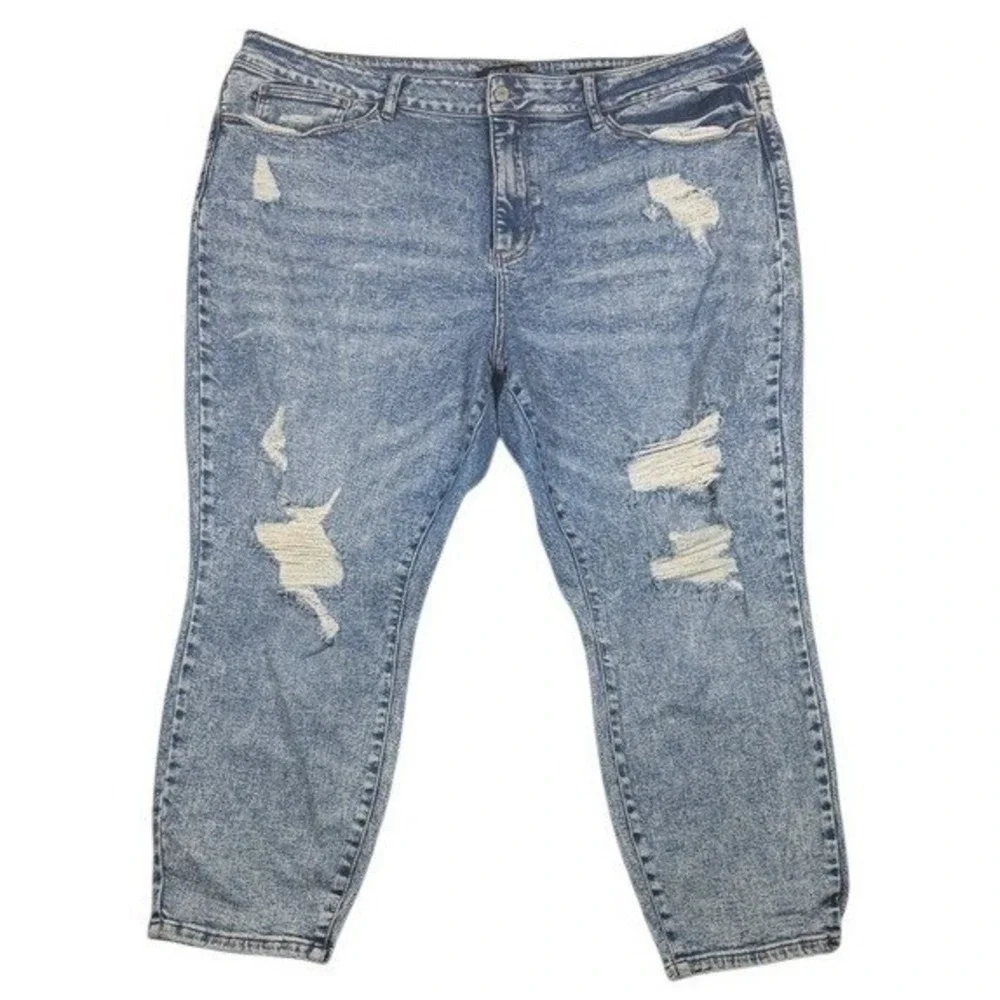 Judy Blue Boyfriend Fit Distressed Acid Wash Blue Jeans 24W JB88281 High‎ Rise